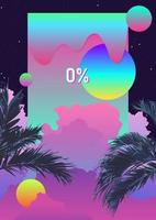 Exotic palm tree and phychedelic liquid cloud background vector