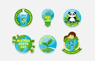 Earth Day Sticker Concept vector