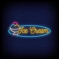 Ice Cream Neon Signs Style Text Vector