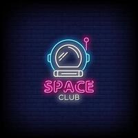 vector de texto de estilo de letreros de neón del club espacial