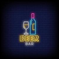 cerveza bar letreros de neón estilo texto vector