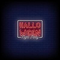 Halloween Night Party Neon Signs Style Text Vector