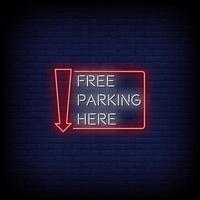 Free Parking Here Neon Signs Style Text Vector