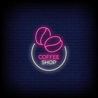 Coffee Shop Neon Signs Style Text Vector