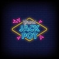 Grand Jackpot Neon Signs Style Text Vector