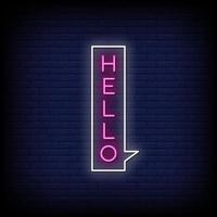 Hello Neon Signs Style Text Vector