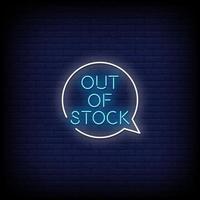 Out Of Stock Neon Signs Style Text Vector
