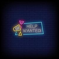 Help Wanted Neon Signs Style Text Vector