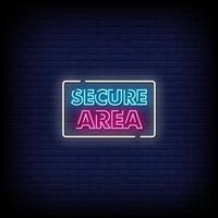 Secure Area Neon Signs Style Text Vector