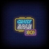 Crazy Sale Neon Signs Style Text Vector