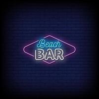 Beach Bar Neon Signs Style Text Vector