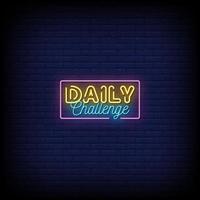 Daily Challenge Neon Signs Style Text Vector