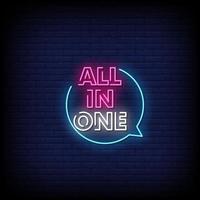 All In One Neon Signs Style Text Vector