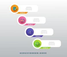 Infografía de línea de tiempo de cuatro pasos con iconos vector