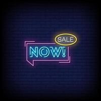 Sale Now Neon Signs Style Text Vector