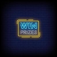Win Prizes Neon Signs Style Text Vector