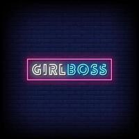 Girl Boss Neon Signs Style Text Vector