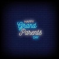 Happy Grand Parents Day Neon Signs Style Text Vector