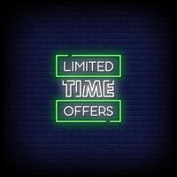 Limited Time Offers Neon Signs Style Text Vector