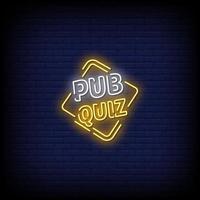 Pub Quiz Neon Signs Style Text Vector