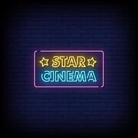 Star Cinema Neon Signs Style Text Vector