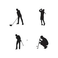 colección de siluetas de jugadores de golf vector