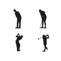 colección de siluetas de jugadores de golf vector