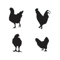 colección de ilustraciones de vectores de silueta de animal de pollo