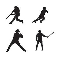 collection of baseball player silhouettes vector