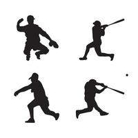 collection of baseball player silhouettes vector