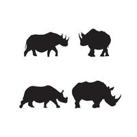 rinoceronte, silueta, rinoceronte, símbolo, conjunto vector