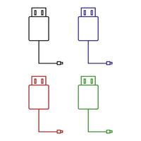 Cable USB sobre fondo blanco. vector