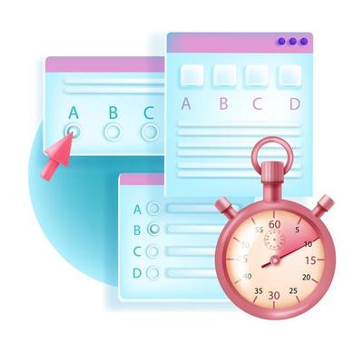 Online exam, web test, vector internet education poll concept