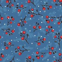 Seamless christmas pattern with branch of rowan and pine vector