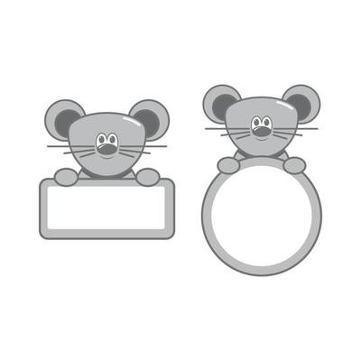 Cute colorful mouse photo frame. Vector design template for greeting gift cards, flyers, posters etc.