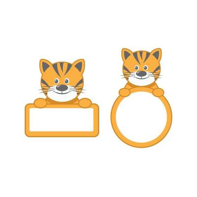 vector illustration of baby tiger with blank sign