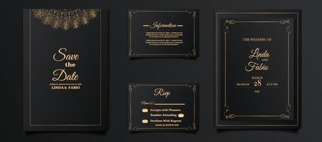 luxury wedding invitation card design set vector