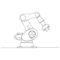 continuous line drawing of hydraulic mechanic factory robot vector illustration