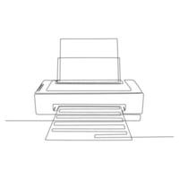 continuous line drawing of retro printer vector illustration