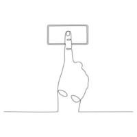 continuous line drawing hand hold button vector illustration