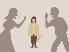 Father and Mother Arguing and Little daughter Stands in the middle vector