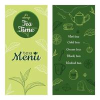 Tea Hand drawn sketch illustrations. Menu or flyer design template. vector