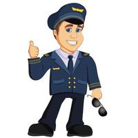 Pilot Aviation Captain cartoon mascot character. vector