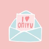 Envelope with heart declaration of love, letter with love note, love only you, vector image isolated on pink background, doodle style