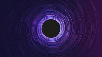 Agujero negro espiral ultravioleta en el fondo de la galaxia. diseño de concepto de planeta y física. vector