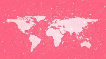 Pink Global Network System Technology Background, connection and Communication Concept design vector