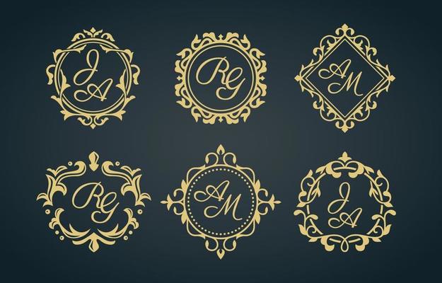 Set of Elegant Floral Monogram