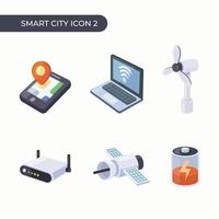conjunto de icono de tecnología de ciudad inteligente 3d vector