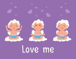 Valentine Cupid love me angels. Cute boy and girl cupids. vector