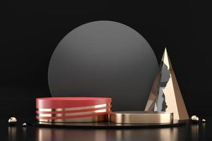 Abstract elegant luxury golden stage podium, 3d rendering photo